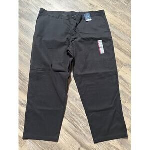 George Classic Khaki Flat Front Regular Black Chinos 46 x 30 Straight Leg